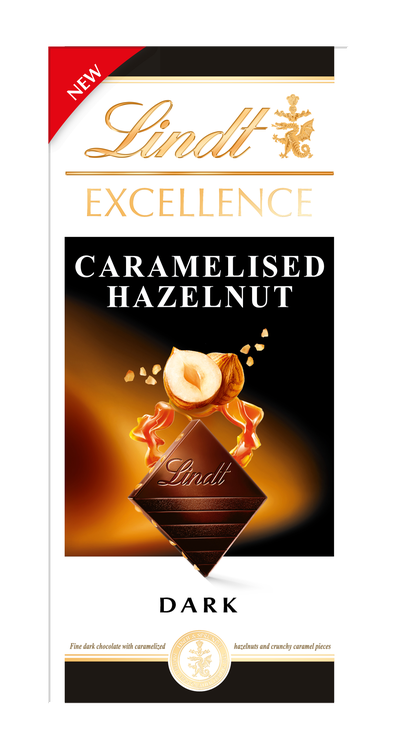 Lindt Excellence temna čokolada s karameliziranimi lešniki 100g,