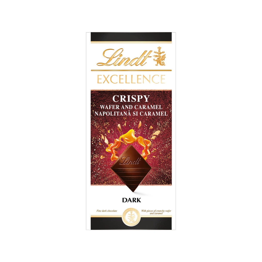 Lindt Excellence temna čokolada z vafljem in karamelo 100g