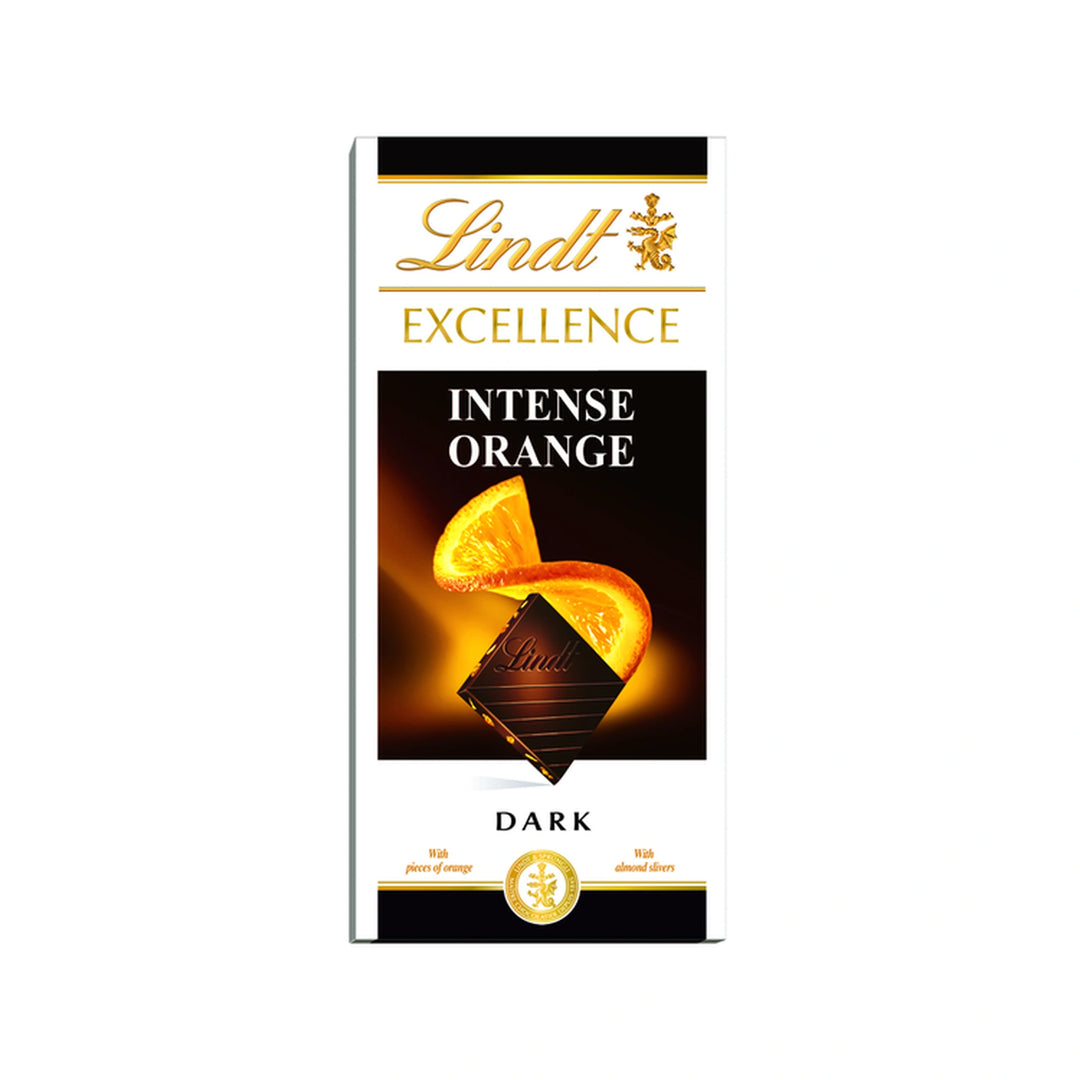 Lindt Excellence Orange, temna čokolada s pomarančo in mandlji 100g
