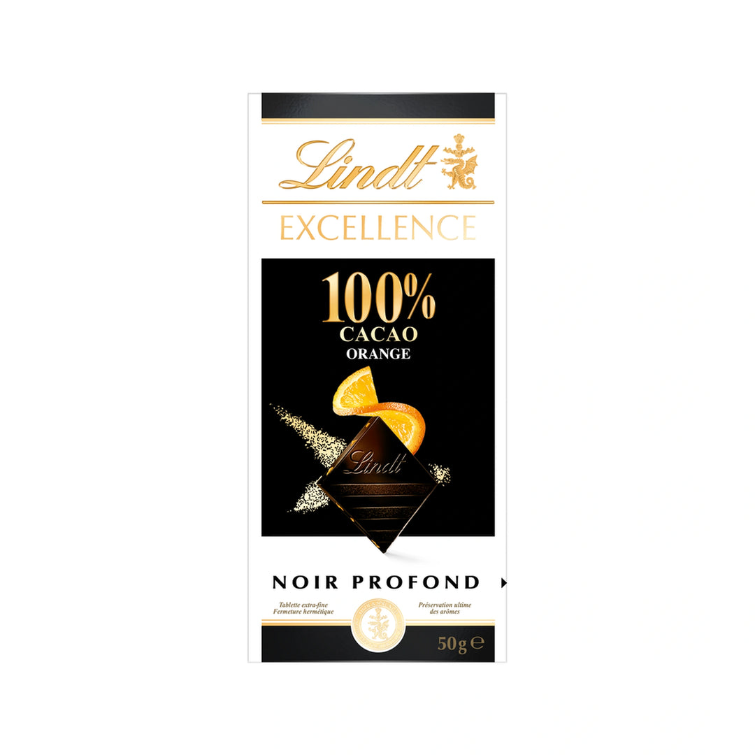 Lindt Excellence 100% pomaranča, ekstra temna čokolada s pomarančo 50g