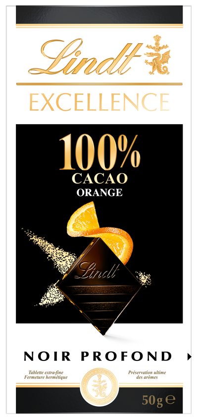 Lindt Excellence 100% pomaranča, ekstra temna čokolada s pomarančo 50g