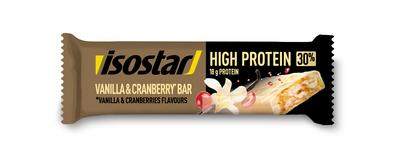 Isostar beljakovinska ploščica vanilija brusnica 55g, high protein 30