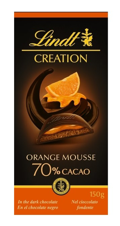 Lindt Creation 70% Orange, temna s pomarančnim polnilom 150g