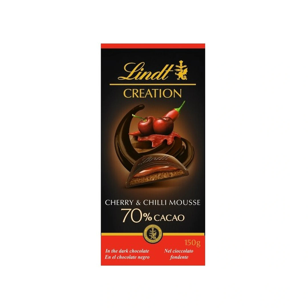 Lindt Creation 70% Cherry&amp;Chilli, temna s polnilom višnja in čili 150g