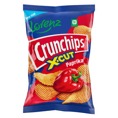Lorenz Crunchips X-cut paprika 130g, rebrasti čips s papriko