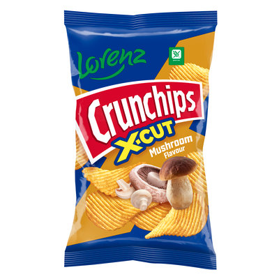 Lorenz Crunchips x-cut gobe 75g, rebrasti čips z okusom gob