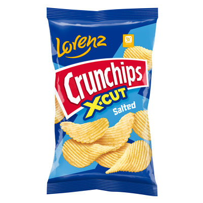 Lorenz Crunchips x-cut sol 75g, rebrasti čips s soljo