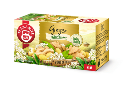 Teekanne Ginger Elderflower - ingver 54% z okusom bezga 35g - 20 čajnih vrečk