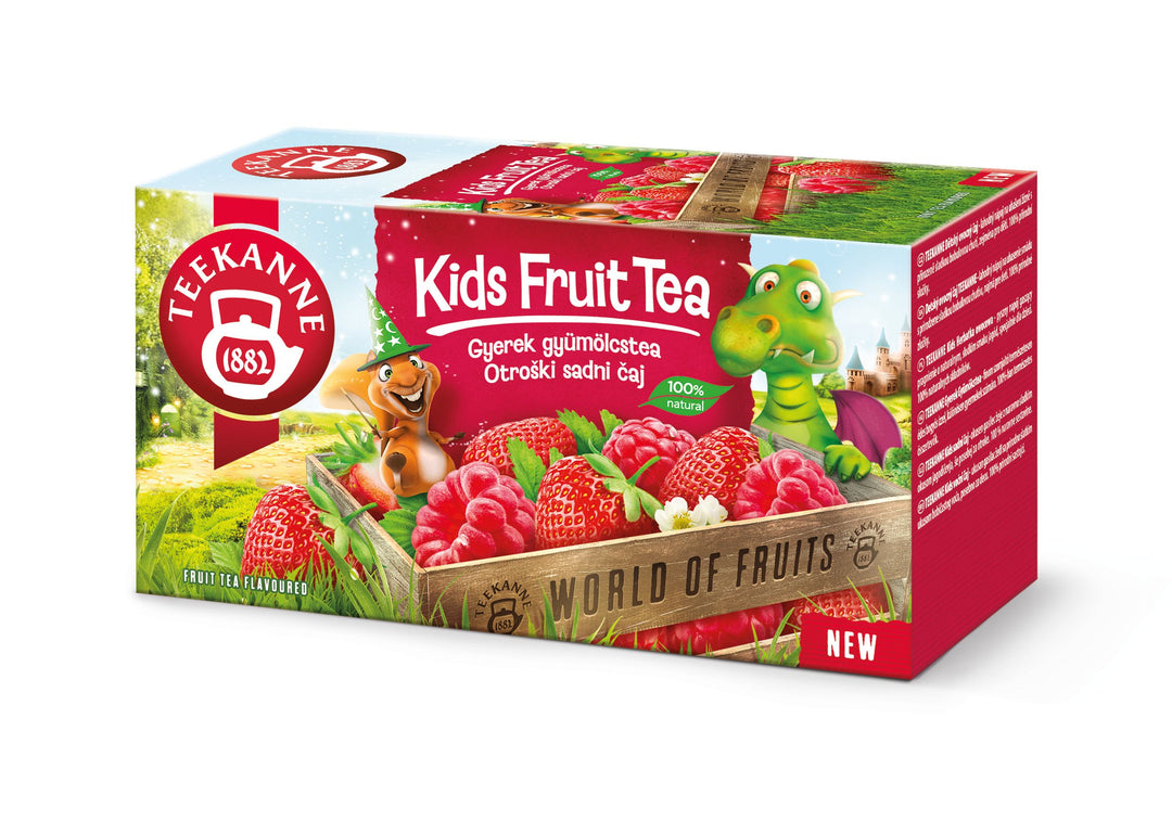 Teekanne Kids fruit tea - naravni sadni čaj z okusom jagod in malin 45g, 20 čajnih vrečk