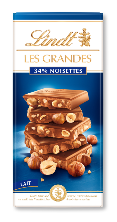 Lindt Les Grandes mlečna s celimi lešniki 150g