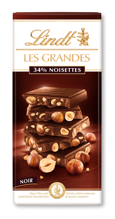 Lindt Les Grandes temna s celimi lešniki 150g