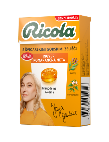 Ricola - Ingver in pomarančna meta brez sladkorja 50g box