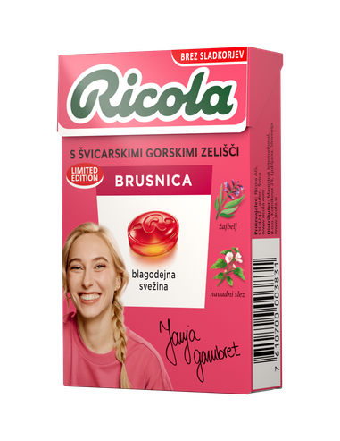 Ricola - Brusnica brez sladkorja 50g box
