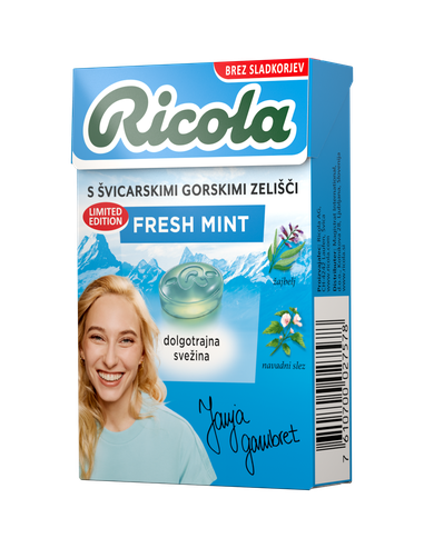 Ricola - Fresh Mint brez sladkorja 50g box