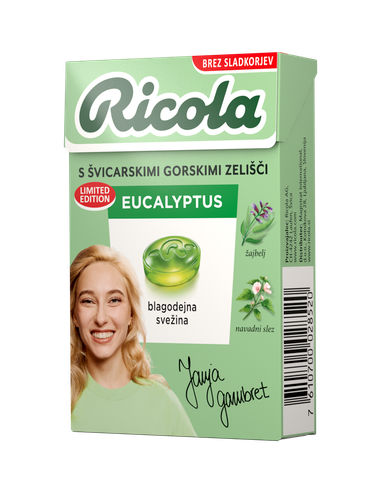 Ricola - Eucalyptus brez sladkorja 50g box