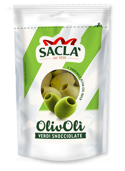 Sacla zelene olive brez koščic v vrečki 185g