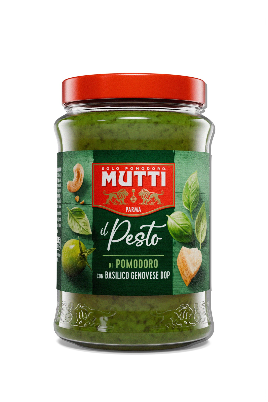 Mutti pesto iz zelene vrste paradižnika, z baziliko, indijskimi oreščki in trdim sirom 180g