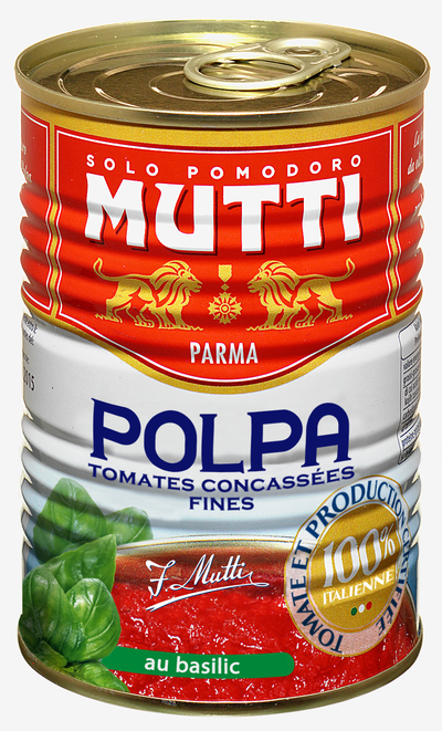 Mutti polpa, sesekljana paradižnikova sredica z baziliko 400g