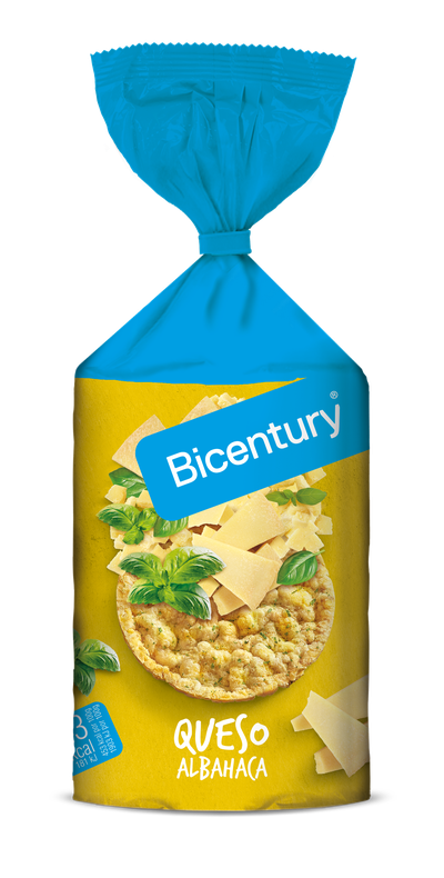 Bicentury koruzne ploščice z okusom sira in bazilike 123,5G