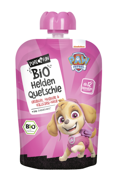 Pure&fun PAW Patrol BIO sadni pire s polnozrnatimi kosmiči 100g (roza)
